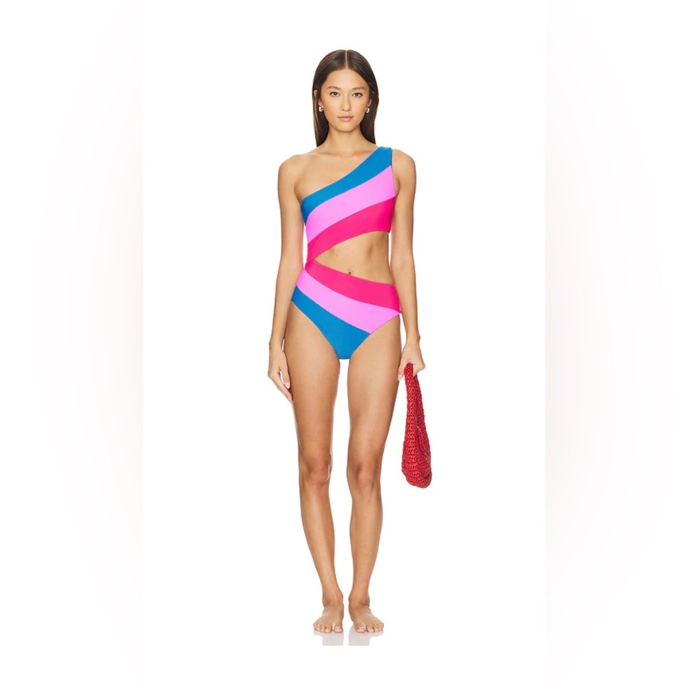 Beach Riot Joyce One Piece Fuchsia Red Neon Pink, Size Medium, $168 - Picture 2 of 9